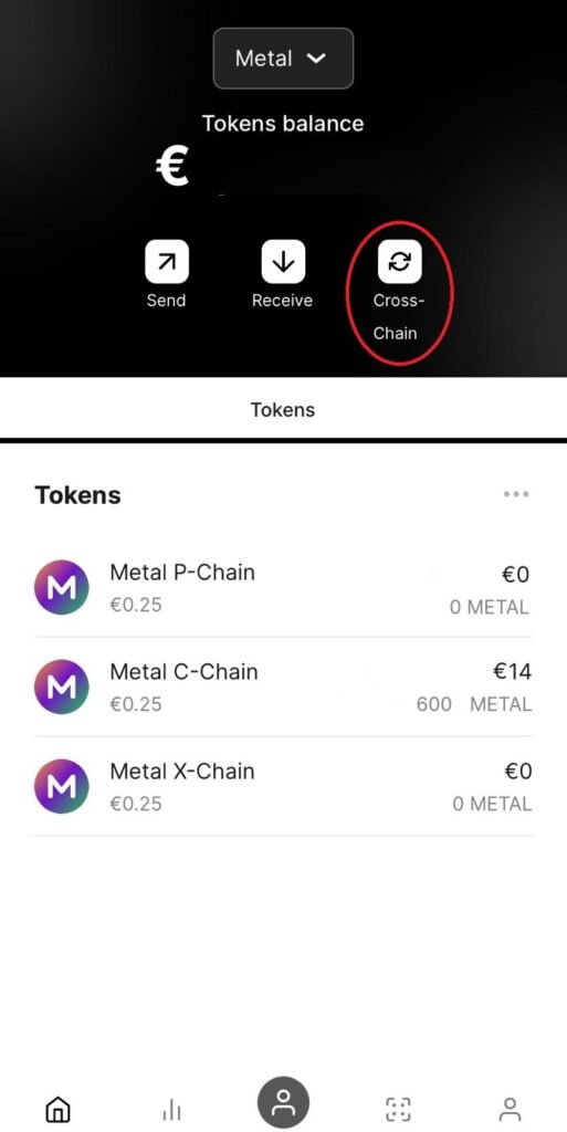 Saldo en WebAuth de Metal Blockchain antes de hacer staking de $METAL