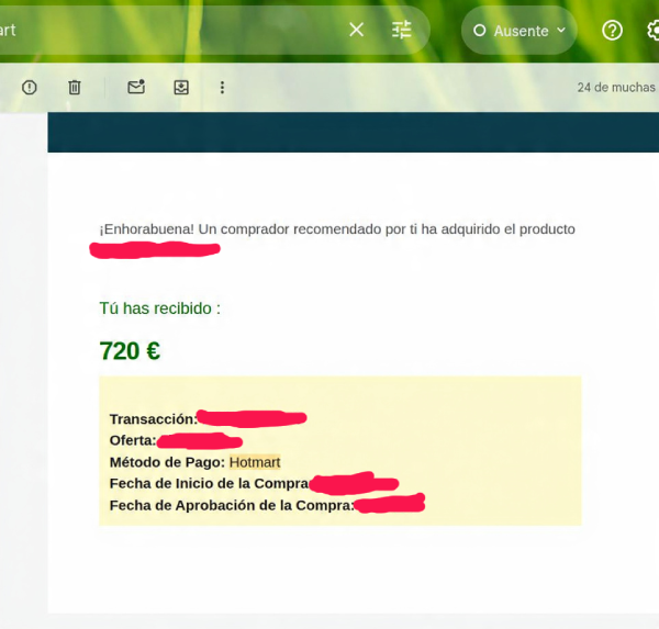 Primera comisión real generada online como afiliado tras lanzar campañas de forma práctica.